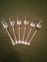 Art deco or mid-century, 6 super cake forks with cutting edge