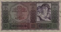 500000 korona kronen 1922 RRR Ausztria Nagyon ritka