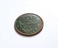 Ritka! Bulgária 2 Stotinki / Ctotinki 1901, bronz
