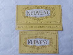 Retro csokipapír Kedvenc Táblás Nugát Budapesti Csokoládégyár 2 db