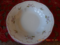 Zsolnay lila barackvirágos, rózsaszín tollazott mély tányér I