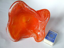 Special orange, orange art glass object made of heavy thick glass (Czech?)