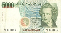5000 líra lire 1985 Olaszország 1.