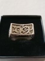 Showy silver men's signet ring