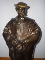 László the talkative Janos, solid bronze statue 38.cm high, 2 cm base, 5 cm marble base.