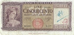 500 lira lire 1961 Carli és Ripa Olaszország 1.