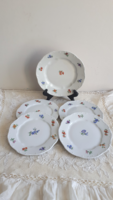 Zsolnay, régi, barokk apró virágmintás tányérok 5db.