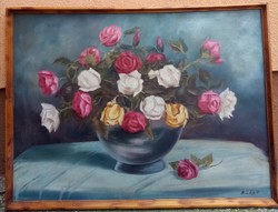 Good quality still life oil painting with signature.