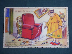 Postcard, artist, humor, fun, laughter, joke, graphic artist, come if you dare, 1941