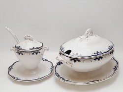 Antique English grindley faience with lid mustard and lid sauce, 2 pieces in one