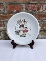 Kahla little girl with lamb porcelain small plate - fairy tale plate - small plate with message - children's plate