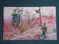 Képeslap, Postcard, artist,Jagdhund,hunting dog, Jäger, vadászat ,vadász, 1910