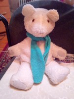 Craft teddy bear in turquoise blue scarf