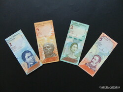 Lot of 4 unfolded bolivar banknotes from Venezuela! 01