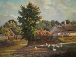 Béla Barsi (Half of 20.Sz.1): geese on the edge of the village