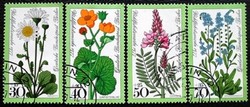 Bb556-9p / germany - berlin 1977 welfare : field flowers stamp set stamped