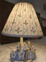 Empire porcelain table lamp with silk lampshade