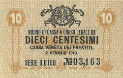 10 Centesimi 1918 Italy Venice 4. Unc