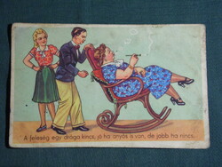 Postcard, artist, humor, fun, laughter, joke, graphic artist, mother-in-law, 1941