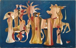 104X66cm!! Ilona Aczél (1929 - 2000) composition c. Oil painting with original guarantee!