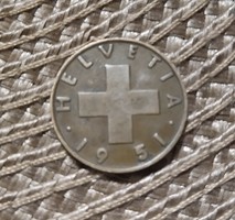 Svájc 2 rappen 1951 B