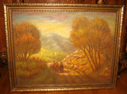 Special offer ! Guaranteed original Matthias Réti / 1922-2002/ picture: horse-drawn carriage on the mountain road