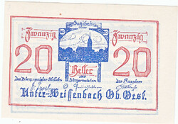 Austrian emergency money 20 heller 1920