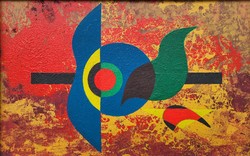 László Óvár (1926 - 1988) bird variations iii. C. His oil painting with an original guarantee!