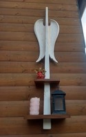 Vintage wall altar with angel wings, shelf