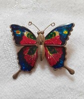 Fire enamel butterfly brooch
