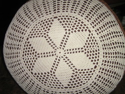 Antique handmade crochet round decorative pillow