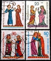 Bb354-7p / Germany - Berlin 1970 for youth : traveling singers stamp set stamped