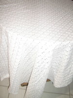 Beautiful snow-white elegant madeira tablecloth