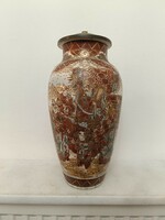 Antique Japanese satsuma porcelain table bronzed copper fixture lamp body frame 842 8484