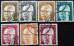 Bb427-33p / Germany - Berlin 1972 dr. Gustav Heinemann III. Line of stamps sealed