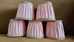 Lamp shade new lamp shade pink silk + cord wall arm bedside lamp chandelier lamp needlework