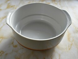 Retro Lowland porcelain brown striped soup and stew bowl, plate