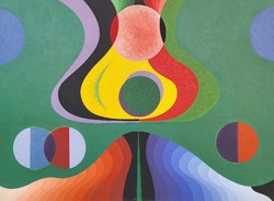 124x94cm!! László Óvári (1926 - 1988) Tulip I. oil painting with ORIGINAL GUARANTEE!