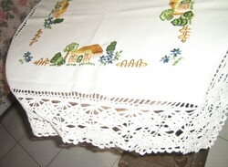 Beautiful handmade crocheted woven tablecloth