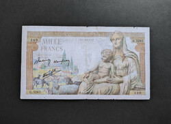 France 1000 francs / francs 1943, vg+