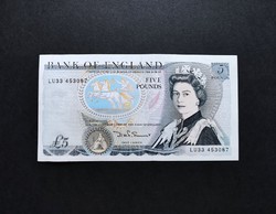 Ritkább! Egyesült Királyság / Anglia 5 Pounds / Font 1982, EF
