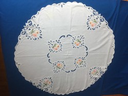 Old special appliqué embroidered floral tablecloth