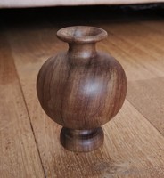 Turned wooden vase 8 cm high