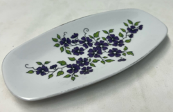 Zsolnay, hand-painted floral pattern, violet porcelain bowl, tray or jewelry holder