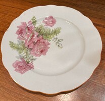 Zsolnay large flat plate with fern rose