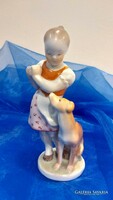 Herend porcelain, little girl with a dog.