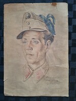 Ferenc Faragó (1919-1956) - military portrait 1944