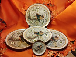 Paradicsom madaras japán porcelán tányér 4+1 db.