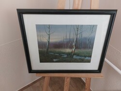 (K) beautiful signed landscape painting with 53x44 cm frame