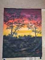 Napfelkelte erdélyi festő műve, olajfestémény vászonra